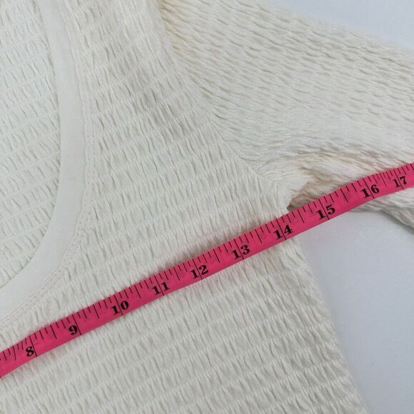 Anthropologie Smocked Bell-Sleeve Top Shirt Ivory Women’s Size Extra Small - Picture 10 of 12
